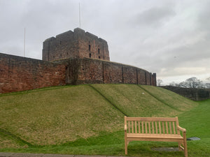 2023-01-29-Rochester bench 5ft in teak wood, Carlisle Castle