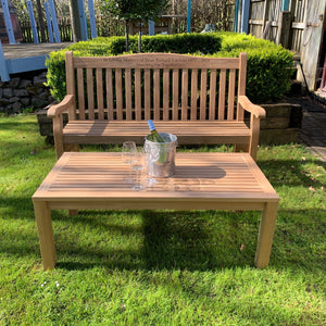 Warwick 5ft Bench & Coffee Table Set in FSC Certified Teak Wood