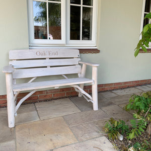 Rustic White Memorial Bench 4ft in Oak wood