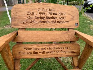 Rustic Memorial Armchair in Oak wood