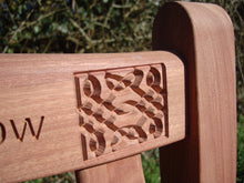 Load image into Gallery viewer, Celtic knot carving into wood on memorial bench