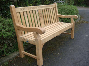 English Crown carved into wood on a commemorative bench - 4mb1704