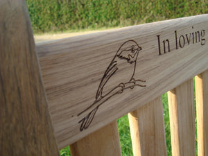 memorial bench with Robin carved into wood - 4mb3318