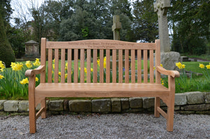 memorial bench with dragonfly carved into wood - 4mb4865