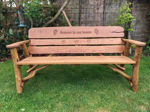 Rustic Memorial Bench 5ft6 in Oak wood