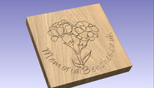 Load image into Gallery viewer, Carnation flowers carved into wood