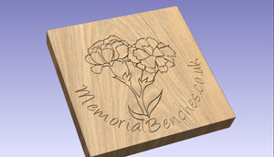 Carnation flowers carved into wood