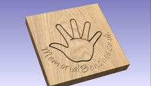 Load image into Gallery viewer, Hand print carved on a friendship bench